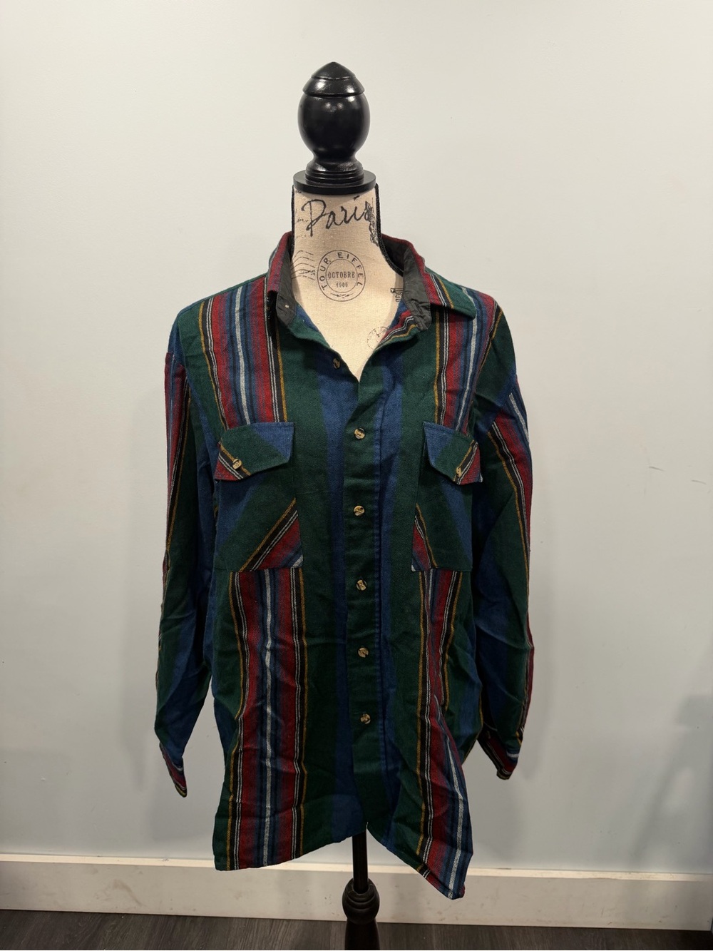 Back Packer Sportswear Mens XL Striped Button-Up Long Sleeve Pockets